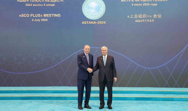 Cumhurbaşkanı Erdoğan, ŞİÖ Zirvesi için Bağımsızlık Sarayı'na geldi