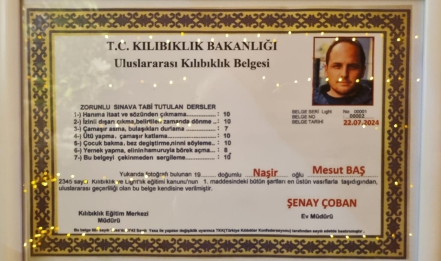 Damada 'uluslararası kılıbıklık belgesi'