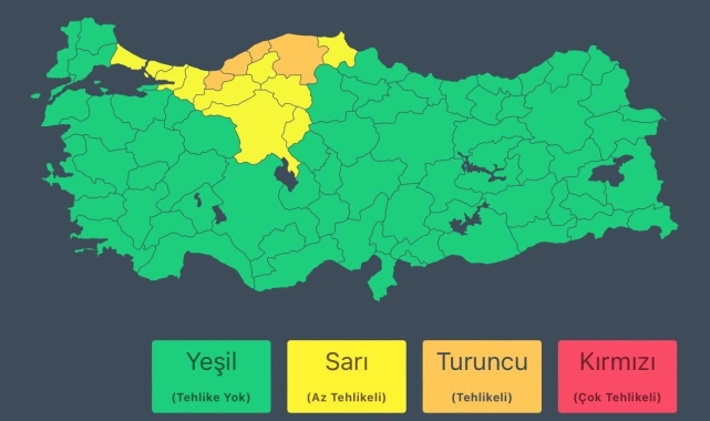 Düzce için turuncu uyarı