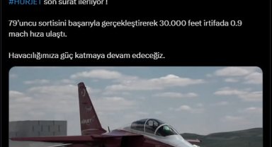 HÜRJET 30 bin feet irtifada 0.9 mach hıza ulaştı
