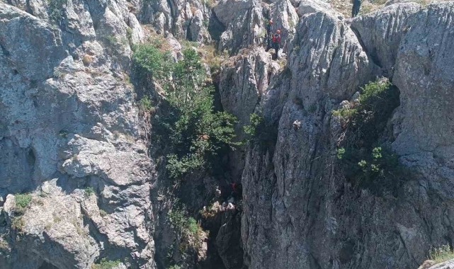 Konya'da dağlık alanda nefes kesen keçi kurtarma operasyonu