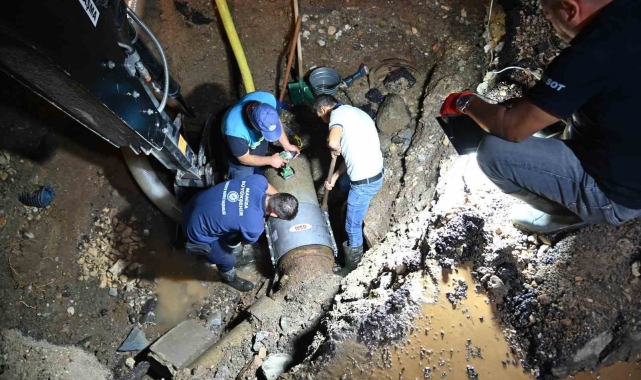 MASKİ ekipleri gece boyunca çalışarak arızayı giderdi