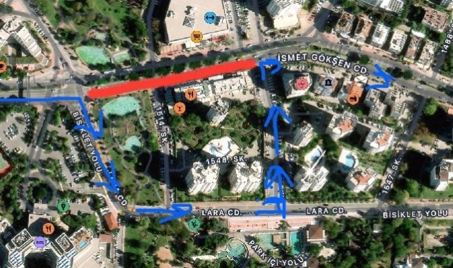 Metin Kasapoğlu Caddesi'nden İsmet Gökşen Caddesi'ne gidiş istikameti trafiğe kapatılacak