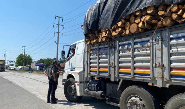 Orman emvali taşıyan araçlar tek tek kontrol edildi