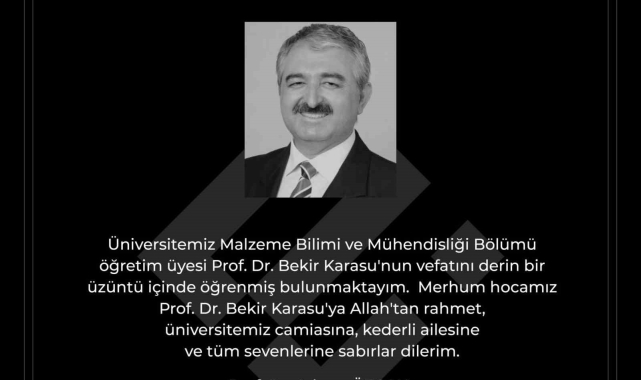 Rektör Özcan'dan 'Prof. Dr. Bekir Karasu' için taziye mesajı