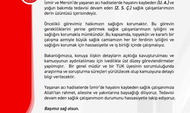 Sağlık Bakanlığı: "Yoğun bakımda tedavisi devam eden sağlık çalışanımızın durumunu hassasiyetle takip ediyoruz"