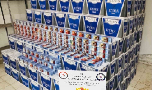 Samsun'da 3 milyon 10 bin adet gümrük kaçağı makaron ele geçirildi