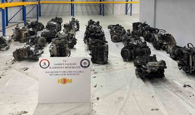 Samsun'da 3 milyon TL değerinde 32 adet lüks otomobil motoru ele geçirildi