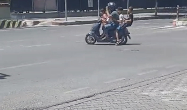 Siirt'te 5 kişi bir motosiklete bindi