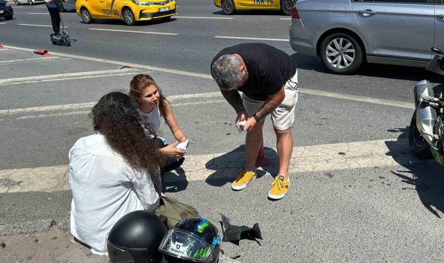 Şişli'de epilepsi krizi nedeniyle motosikletin üstünde düştü: Otobüsün altında kalmaktan son anda kurtuldu