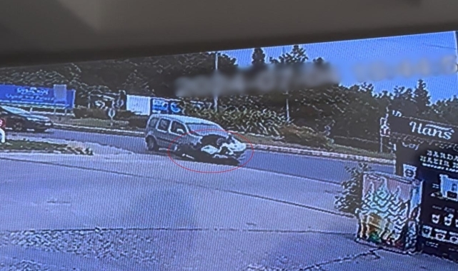 Tekirdağ'da dönel kavşaktaki kaza kamerada