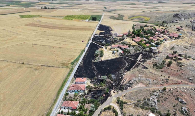 Temizlik için yakılan ateş ekili arazi ile 600 balya samanı küle çevirdi