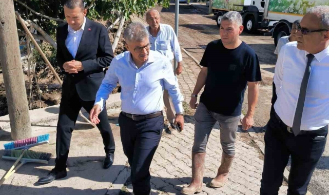 Vali Çelik'ten selin vurduğu Bor'da inceleme