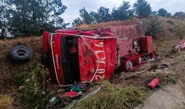 Yangına giden arazöz yoldan çıktı