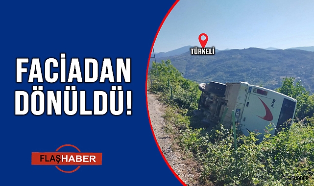YOLDAN ÇIKAN SERVİS OTOBÜSÜ ŞARAMPOLE UÇTU!