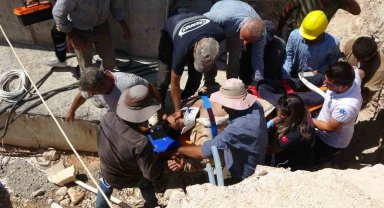 Yüksekten düşen inşaat işçisi yaralandı