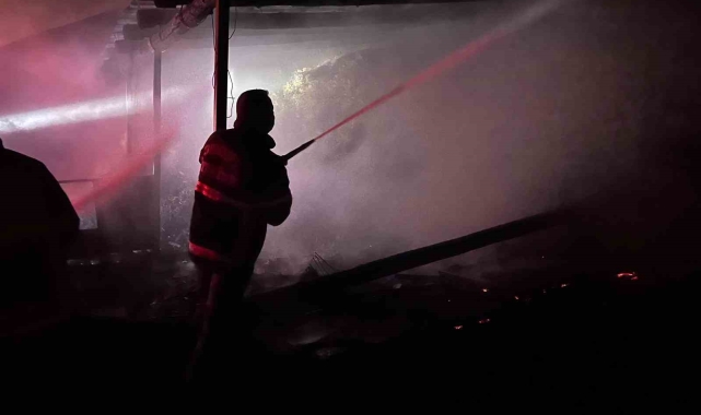 Ampulün patladığı samanlıkta yangın çıktı, küçükbaş hayvan son anda kurtarıldı