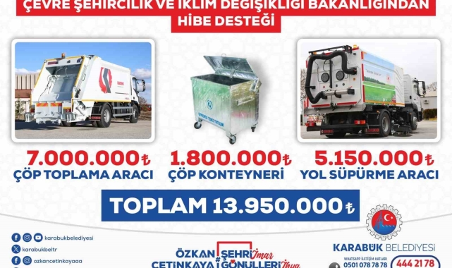Bakanlıktan Karabük Belediyesine 13 milyon 950 bin TL hibe