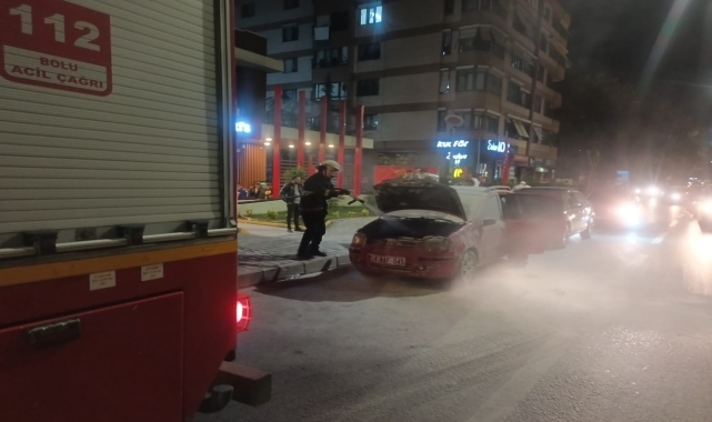 Bolu'da park halindeki otomobil yangında hasar gördü