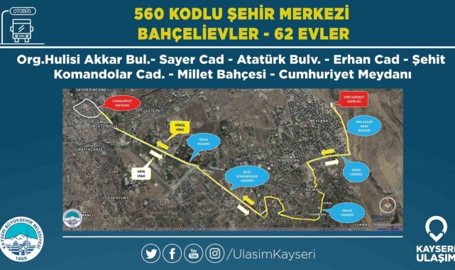 Büyükşehir Belediyesi Ulaşım AŞ'den Talas'a 6 yeni hat