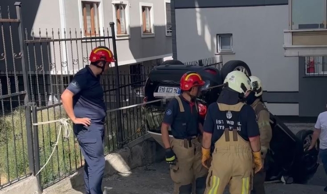 Eyüpsultan'da kadın sürücü fren yerine gaza basınca araç takla attı