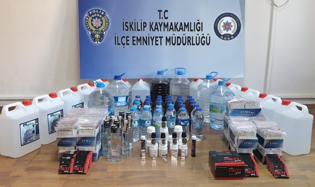 İskilip'te sahte içki ve makaron operasyonu