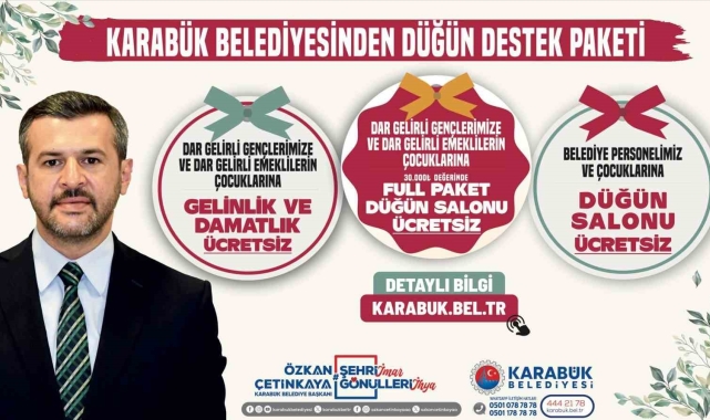 Karabük Belediyesi'nden dar gelirli çiftlere düğün destek paketi
