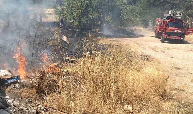 Manisa'da boş arazide çıkan yangın ucuz atlatıldı