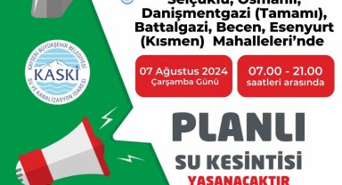 Melikgazi'deki 6 mahallede su kesintisi yaşanacak