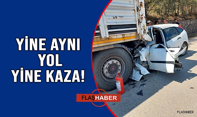 OTOMOBİL KAMYONUN ALTINA GİRDİ!