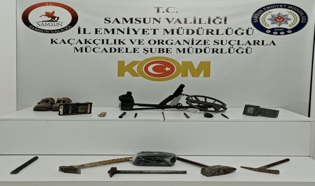 Samsun'da kaçak kazı yapan 2 şüpheli yakalandı