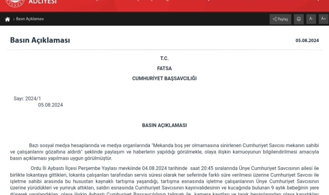 Savcı ile restoran arasındaki gerginlik hakkında savcılıktan açıklama