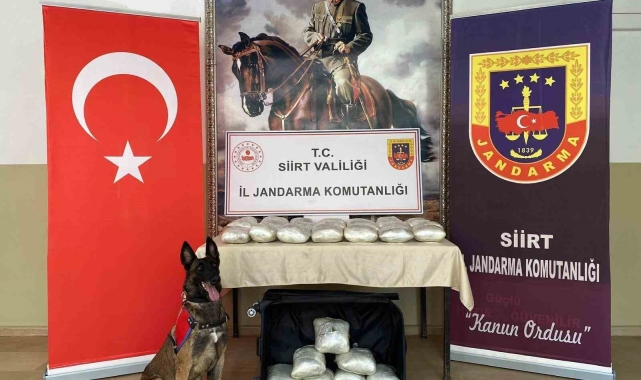 Siirt'te yolcu otobüsüne emanet olarak verilen valizden 40 kilo esrar çıktı