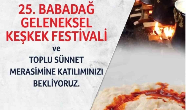 25. Babadağ Geleneksel Keşkek Festivali ve Toplu sünnet merasimi için geri sayım başladı