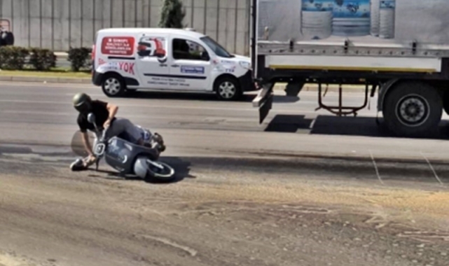 Alanya'da yola dökülen yağ, trafiği felç etti