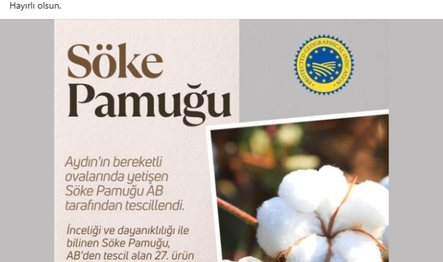 Bakan Yumaklı'dan Söke Pamuğu paylaşımı