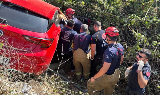 Bandırma'da otomobil şarampole uçtu: 1 yaralı
