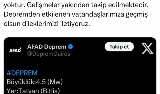 Bitlis Valiliği: "Şu ana kadar bize ulaşan olumsuz bir durum bulunmamaktadır"