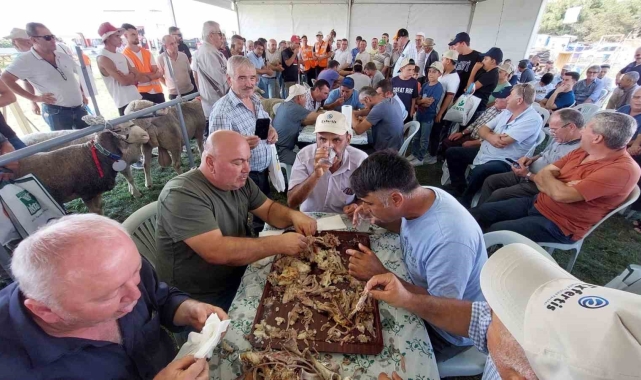 Bu da oğlak yeme yarışması: 10 kilo oğlağı çiğnemeden yediler