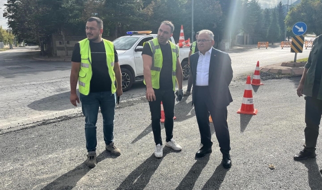 Büyükkılıç'tan, 9 bin 200 ton sıcak asfalt kullanılan çalışmada inceleme