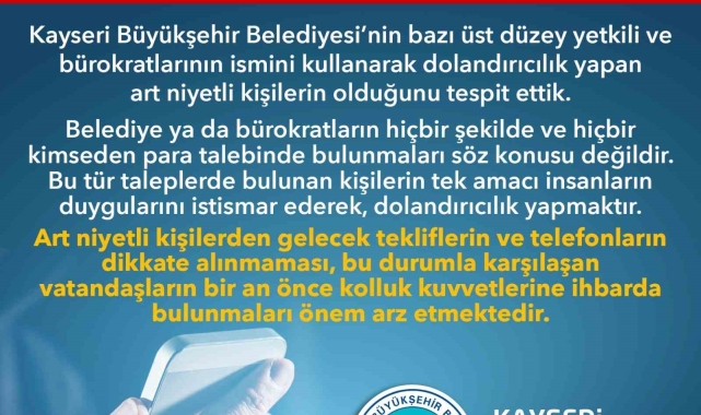 Büyükşehir'den 'dolandırıcılık' uyarısı