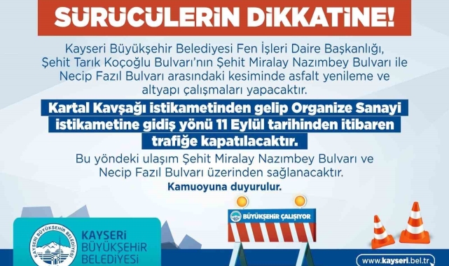 Büyükşehir'den 'yol yapım' uyarısı