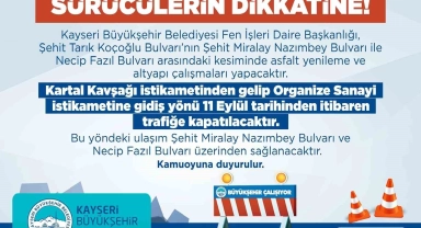 Büyükşehir'den 'yol yapım' uyarısı
