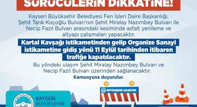 Büyükşehir'den 'yol yapım' uyarısı