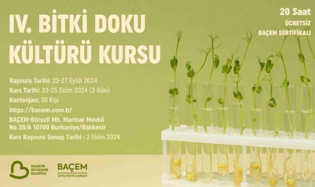 Dördüncü Bitki Doku Kültürü Kursu başlıyor