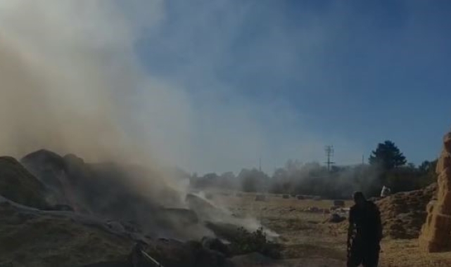 Elazığ'da tonlarca saman balyası kül oldu