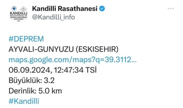 Eskişehir'de 3.2 şiddetinde deprem