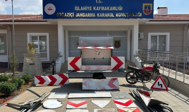 Gaziantep'te levha çalan şüpheli yakalandı