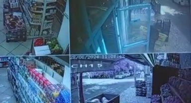 Kartal'da bir markette palet hırsızlığı kamerada