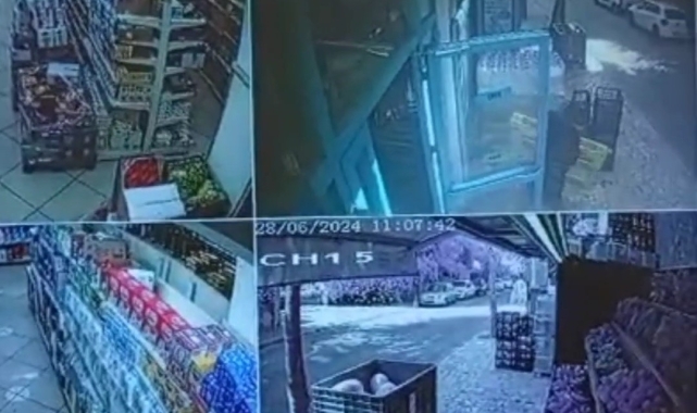 Kartal&#039;da bir markette palet hırsızlığı kamerada